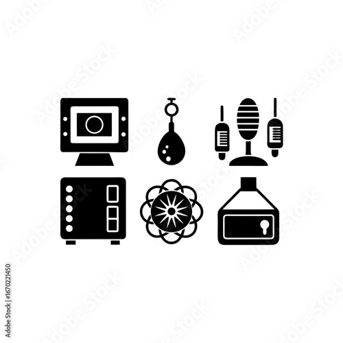 6 different digital pcr device silhouette vector i