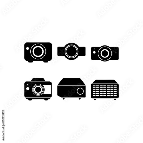 6 different digital projector silhouette vector ic