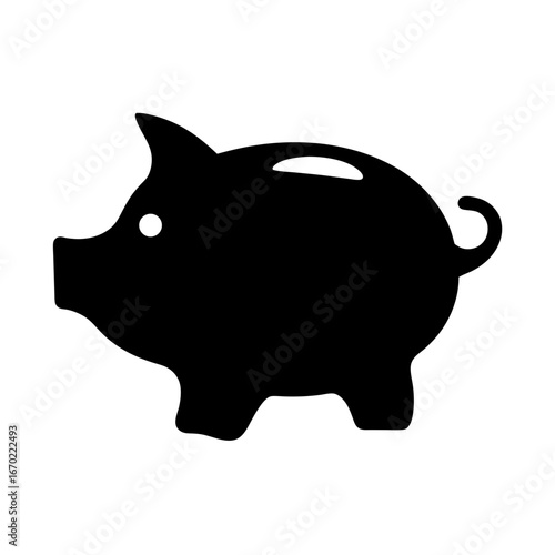 Black piggy bank silhouette representing savings, financial planning and future investments