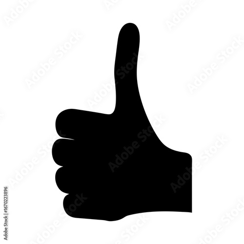 Black silhouette of a hand giving a thumbs up, expressing approval
