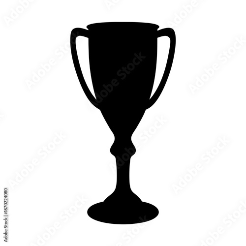 Black silhouette of a victory trophy with handles on a white background