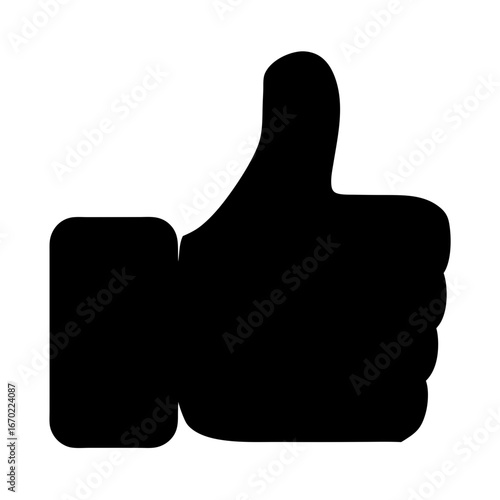 Simple black thumbs up gesture indicating approval and positive feedback