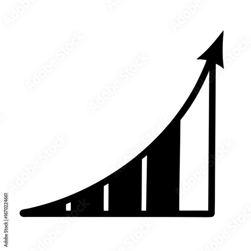 Upward trending growth chart showcasing exponential business success and rising profitability