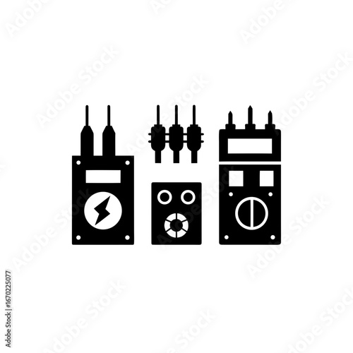 6 different industrial multimeter silhouette vecto