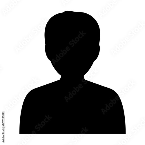 Silhouette of a person with short hair and a solid black fill