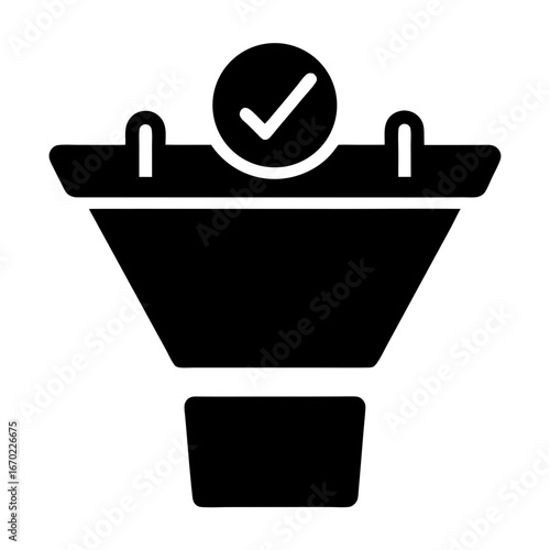 Filter icon with check mark showing processing or successful filtration process