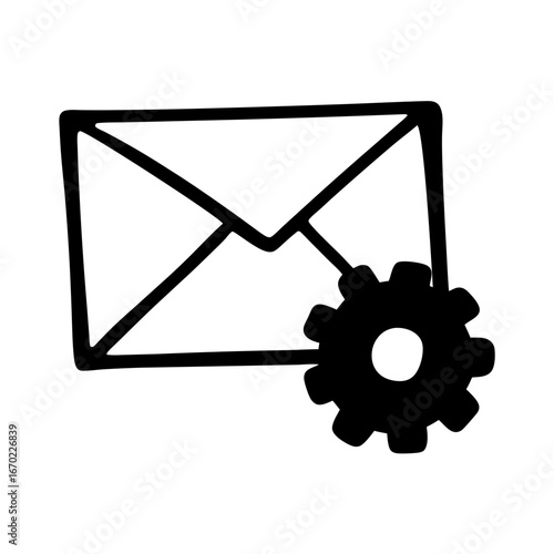 Icon showing envelope and gear for email settings or message configuration