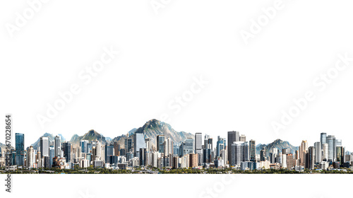 Expansive city mountaintop panorama under bright daylight