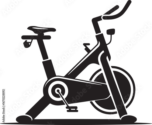 Spinning bike vector icon silhouette, Spinning bike silhouette vector illustration