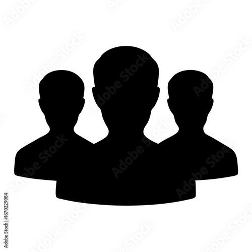 Black silhouette of three people representing teamwork, leadership and group interaction