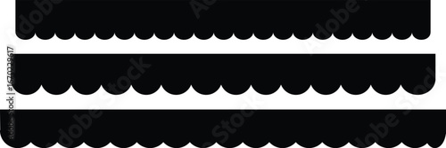 Scalloped edge seamless vector set. Simple scalloped border shape. borders and dividers. Simple scalloped border. Vector illustration isolated on white background
