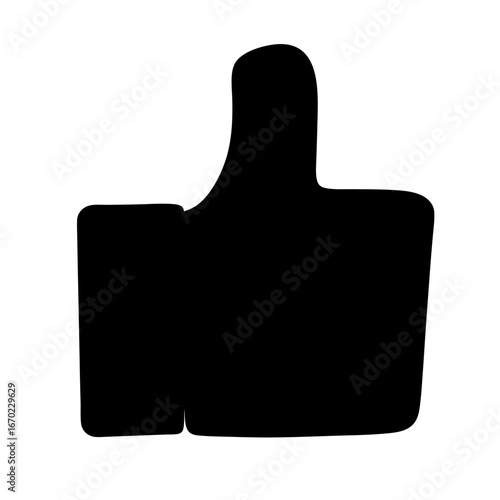 Silhouette of a thumbs up symbol, indicating approval, agreement, or positive feedback