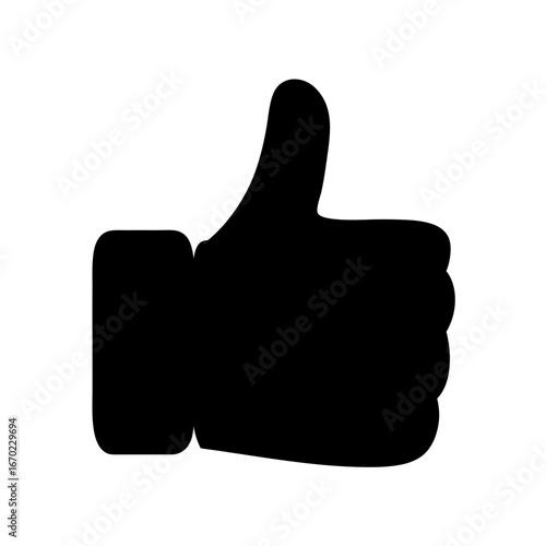 Black and white thumbs up illustration representing approval and positivity
