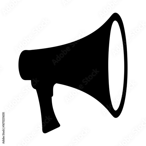 Black silhouette of a megaphone symbolizing communication and announcements effectively