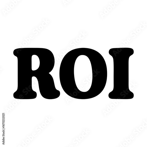 Bold black ROI letters with rounded edges and white background illustration