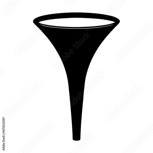 Simple black and white funnel illustration for pouring liquids or ingredients
