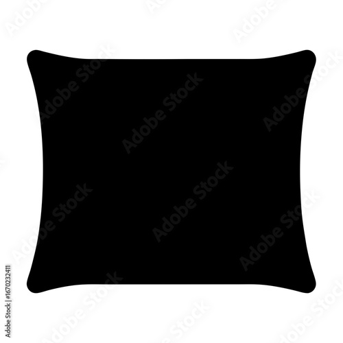 A black pillowlike shape with curved edges creating a symmetrical design