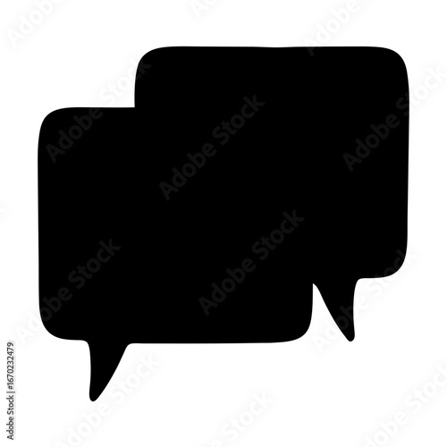 Two overlapping speech bubbles representing conversation, communication, discussion or thoughts