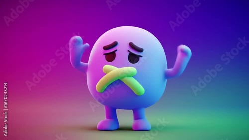 Silenced Expression: Cartoon Character with Taped Mouth