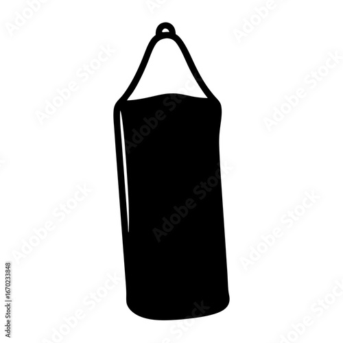 Simplified black silhouette of a hanging sign or towel on display