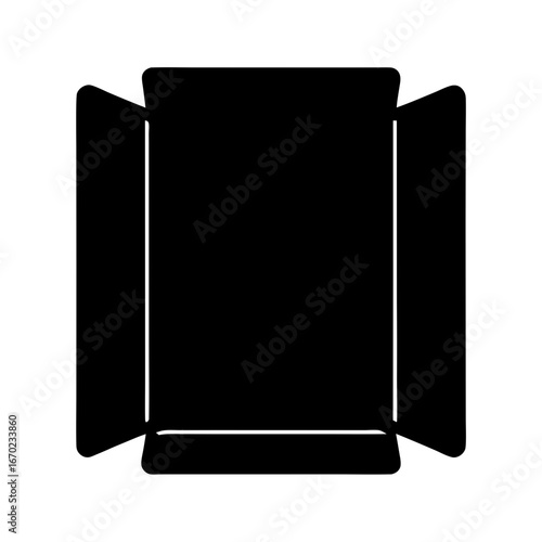 Studio lighting barn doors, light shaping and controlling techniques depicted in black and white