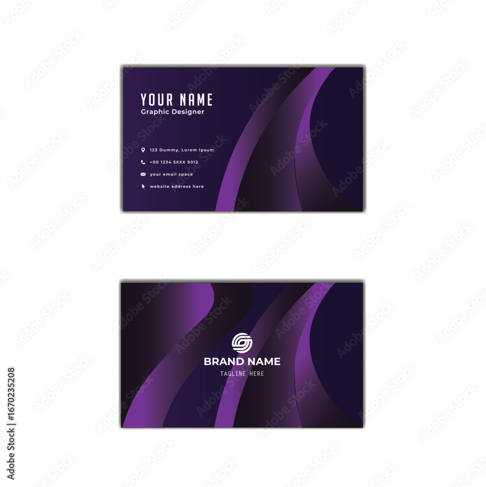 Fototapeta premium Purple colour Double-sided creative business card template