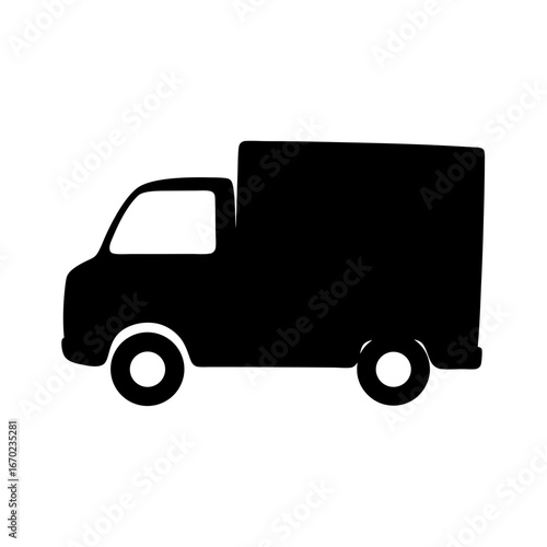 Silhouette of a box truck, a simple and bold delivery vehicle icon