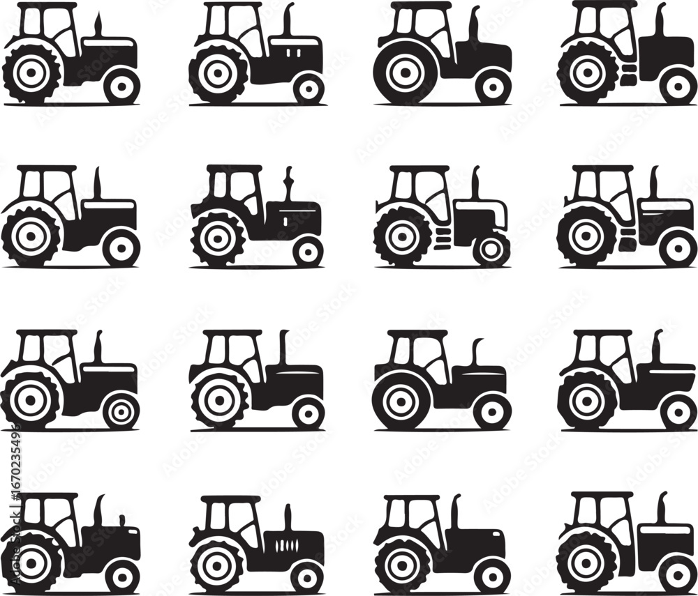 Naklejka premium Tractors silhouette vector design