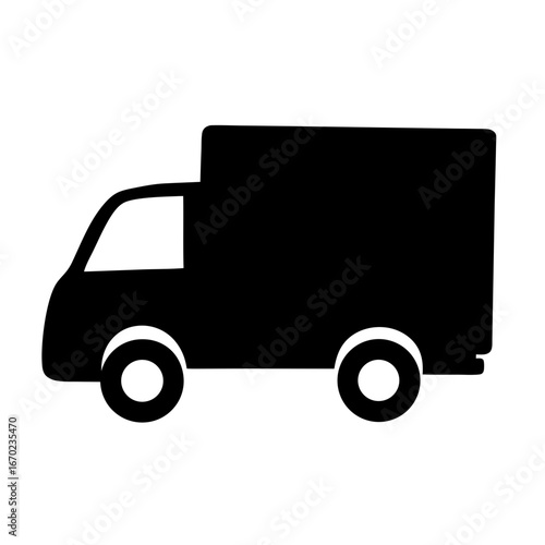 A Simple Black Silhouette of a Delivery Truck with Cargo Area