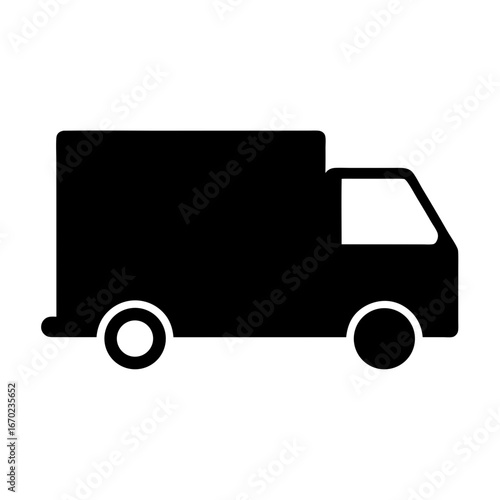 Black silhouette illustration of a moving truck or delivery van profile
