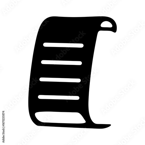 Black and white icon illustration of an ancient scroll or document