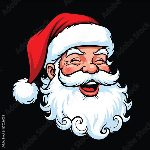 Happy Santa Claus Illustration with a Big Smile and Red Hat for Christmas Celebrations