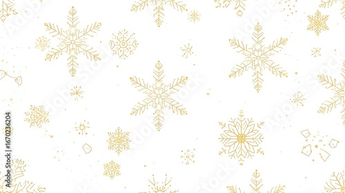 Wallpaper Mural Minimalist Golden Snowflake Pattern on White Seamless Background Torontodigital.ca