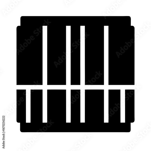 Stylized prison cell bars illustration with black background and white bars image