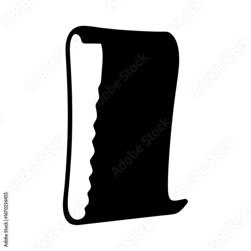 A dark silhouette of a torn parchment, scroll or ancient paper sheet
