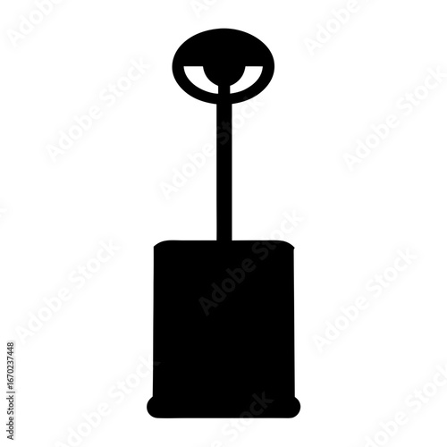 Abstract black silhouette of a toilet plunger with a white background