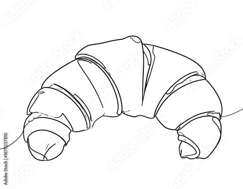 Single-line drawing of a croissant