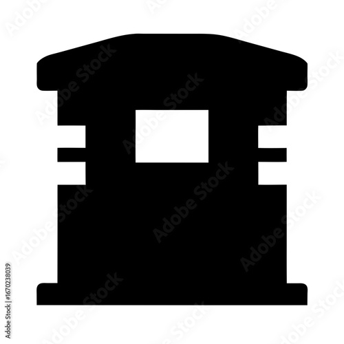 Stylized silhouette of an old fashioned sentry box, guardhouse, or phone booth