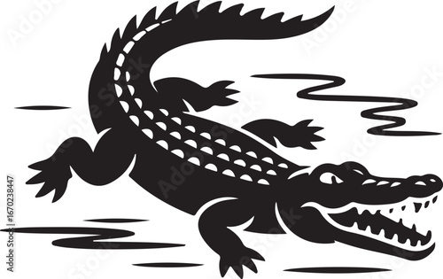 Vector of crocodile design on white background. Wild Animals. Reptile. Easy editable layered vector illustration