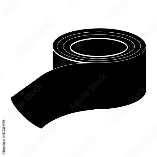 Black and White Image of a Rolled Tape or Ribbon, a Basic Shape