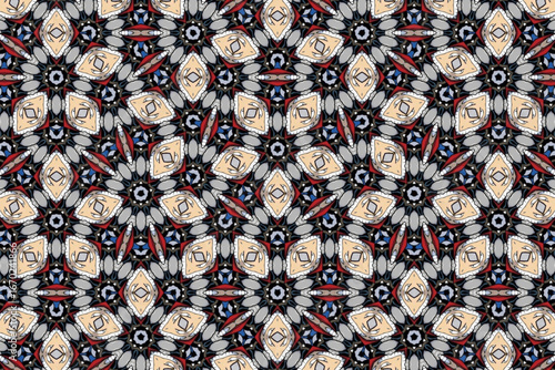 Seamless Luxury Graphic Textile Art Template Perspective Design Decoration Tile Texture Symmetric Endless Fashion Background Cloth Geometric Digital Shape Wallpaper Visual Interior Fabric Pattern.