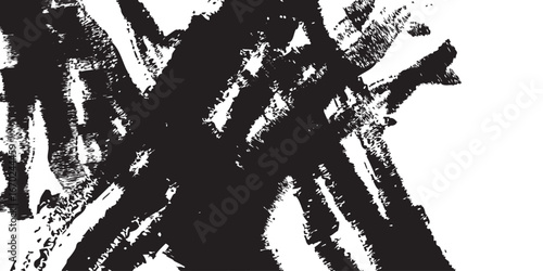 
Expressive ink stroke in high contrast black and white. The dense black mass dominates the left while irregular textures scatter across the right, blending raw power with delicate fragmentation. 