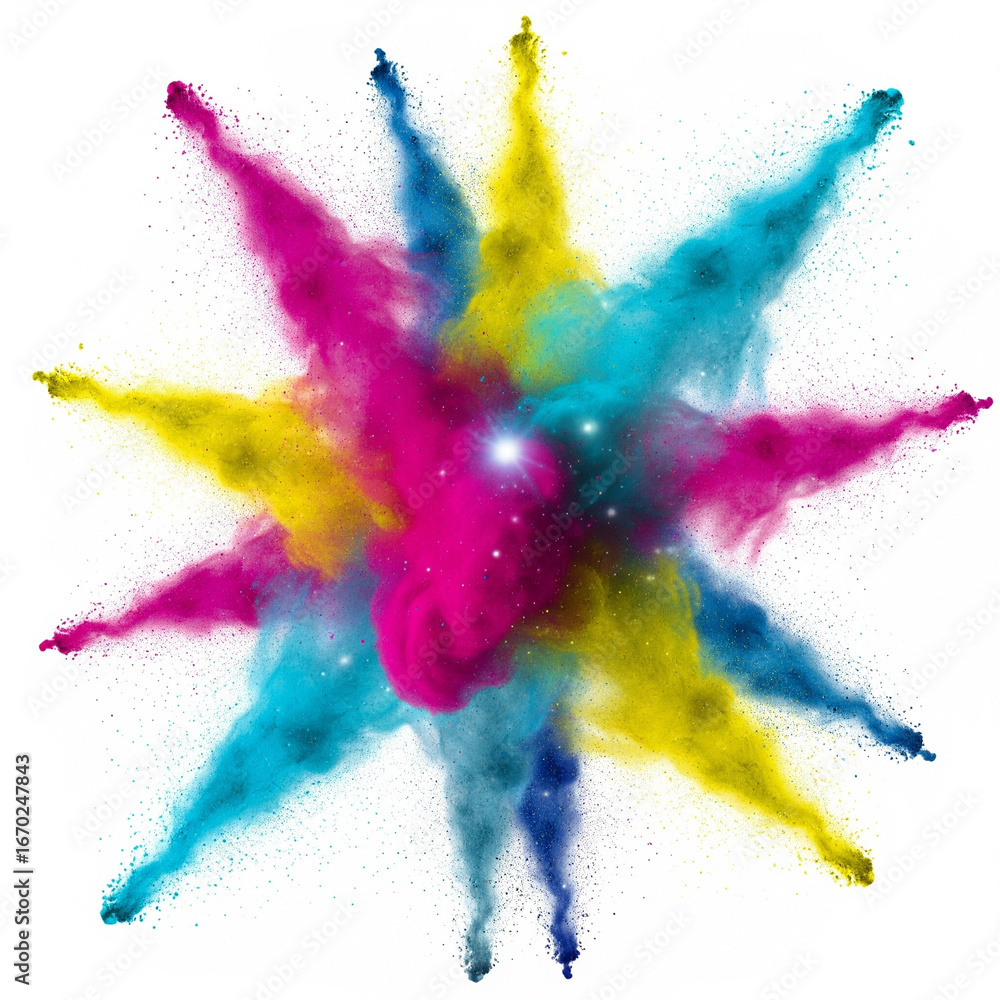 Obraz premium Explosion of vibrant colors in a starburst pattern, creating an abstract and dynamic design.
