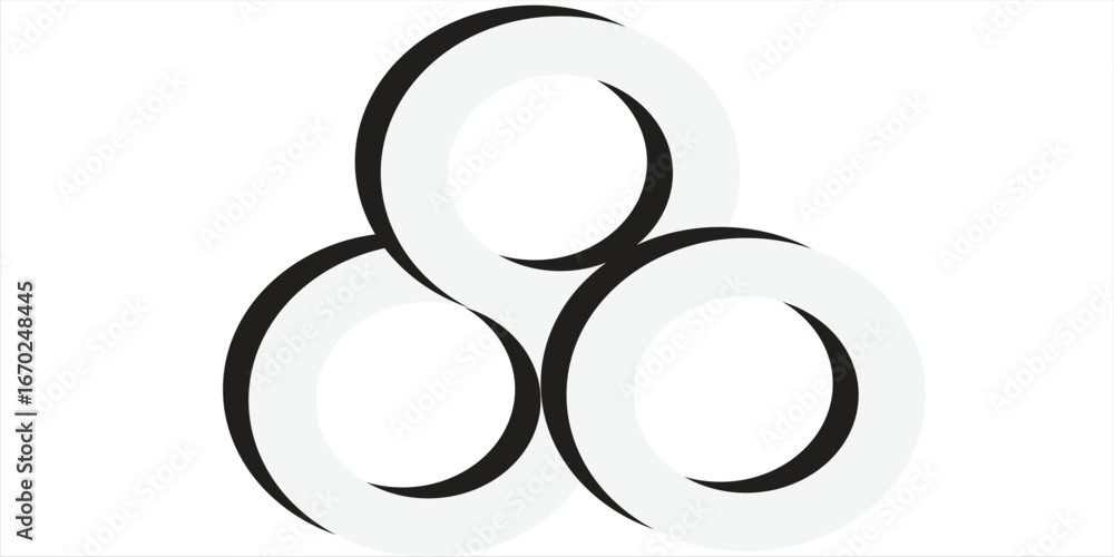 3d black concentric circles pattern white background