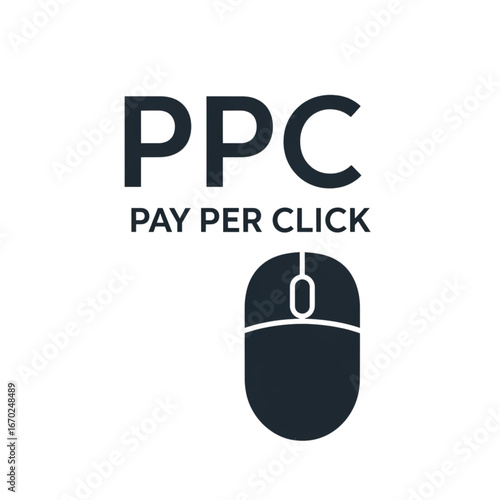 Pay per click advertising strategy digital marketing concept with computer mouse clicking icon transparent background
