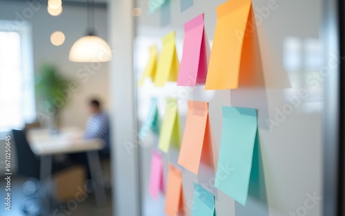 Wallpaper Mural Colorful Sticky Notes On Whiteboard In Modern Office Workspace. High quality Torontodigital.ca