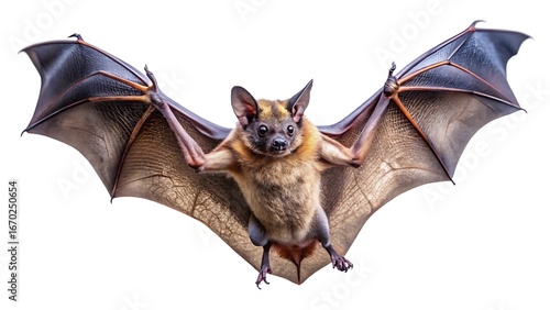 A bat with wings spread isolated on white background
