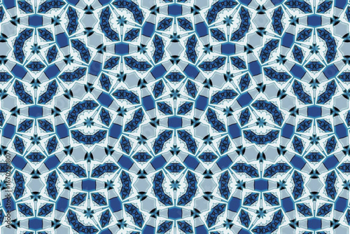 Seamless Luxury Graphic Textile Art Template Perspective Design Decoration Tile Texture Symmetric Endless Fashion Background Cloth Geometric Digital Shape Wallpaper Visual Interior Fabric Pattern.