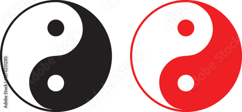 yin yang, taijitu, symbol, philosophy, balance, harmony, duality, black, white, red, circle, dot, yin, yang, taoism, oriental, eastern, culture, spirituality, concept, icon, graphic, design, illustrat