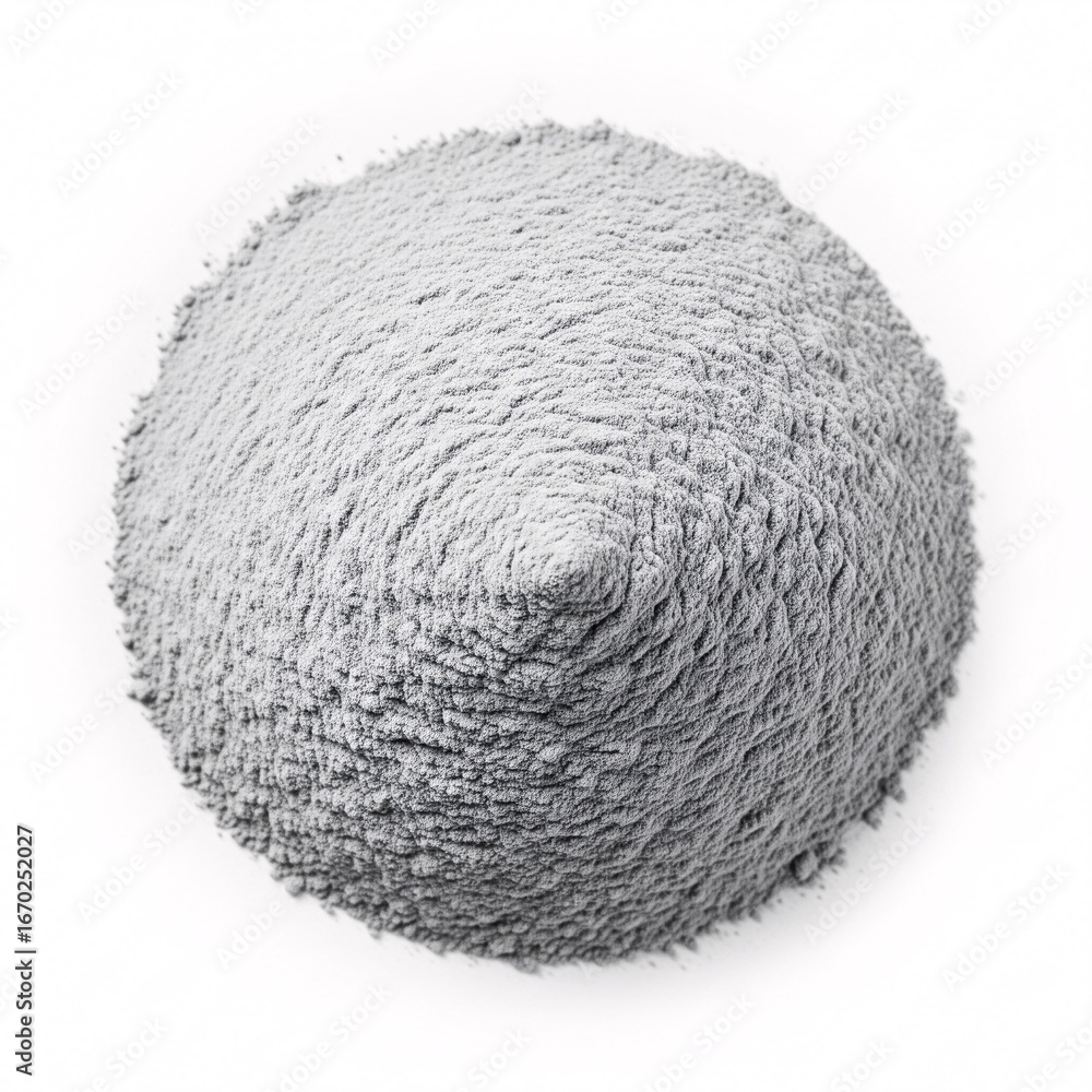 Fototapeta premium A large pile of fine gray cement powder, shaped into a cone,